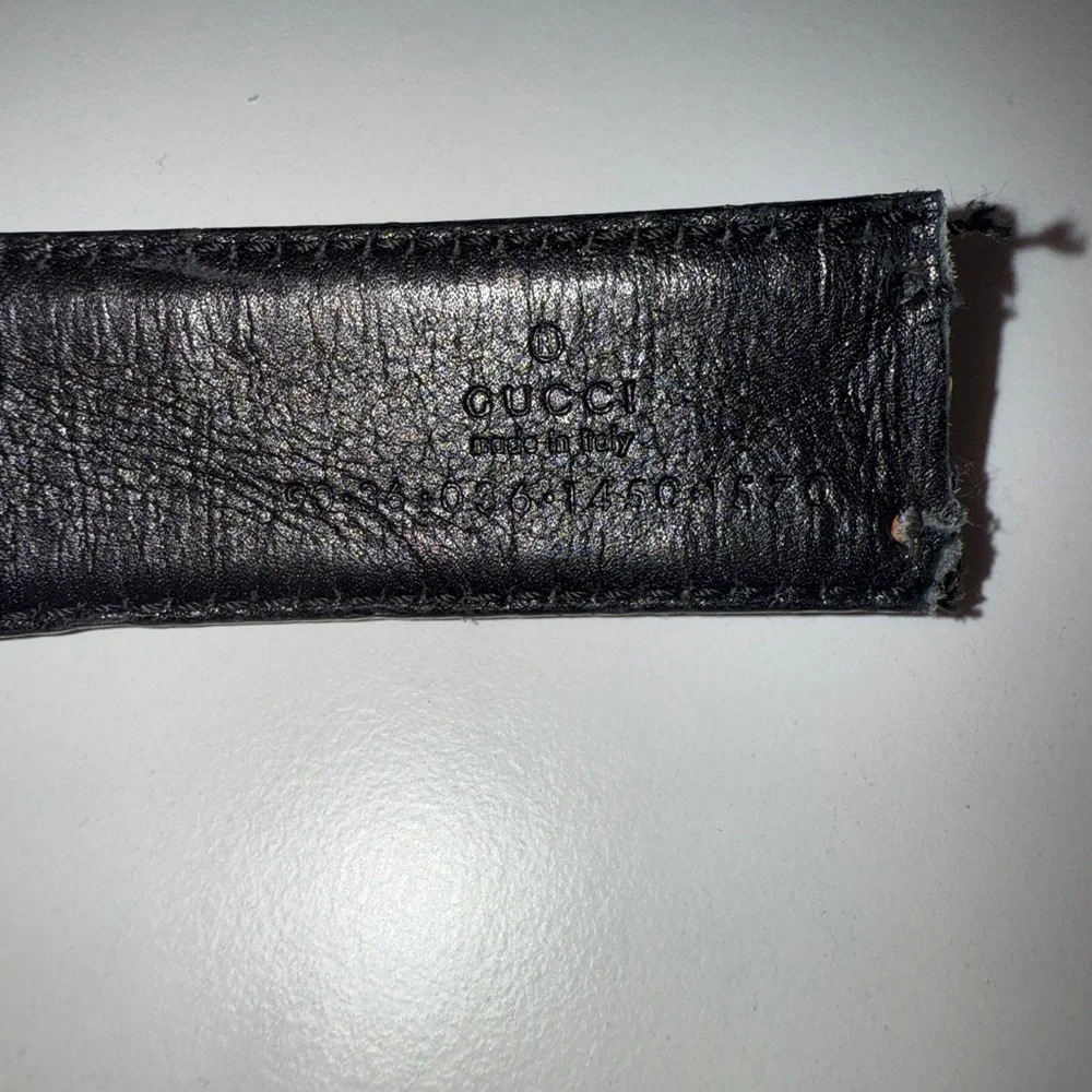 GUCCI GG Blue Canvas Leather Vintage Made in Italy Belt Only No Buckle